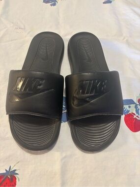 Nike Black Slide Sandals with Embossed Logo